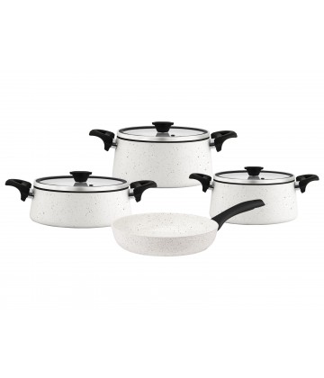 Taç Granite Plus Prizma 7 Pcs Cookware Set White