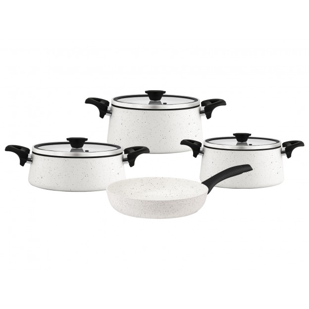 Tac Granite Casting Non stick stylish White color 7 Piece Turkish Cookware  Set - AliExpress