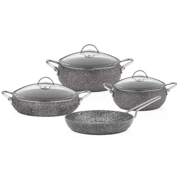 Taç Luna 7 Pcs Granite Cookware Set Grey