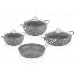 Taç Luna 7 Pcs Granite Cookware Set Grey