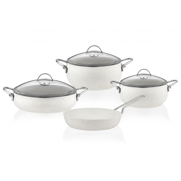 Taç Luna 7 Pcs Granite Cookware Set White