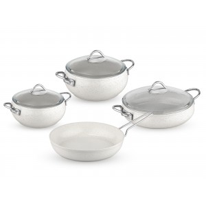 Taç Luna 7 Pcs Granite Cookware Set White