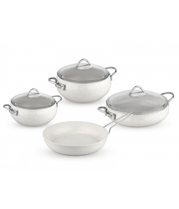 Taç Luna 7 Pcs Granite Cookware Set White