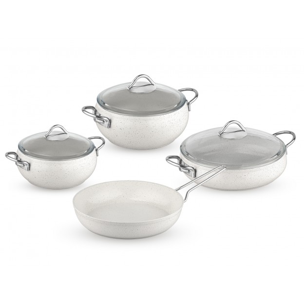 Taç Luna 7 Pcs Granite Cookware Set White