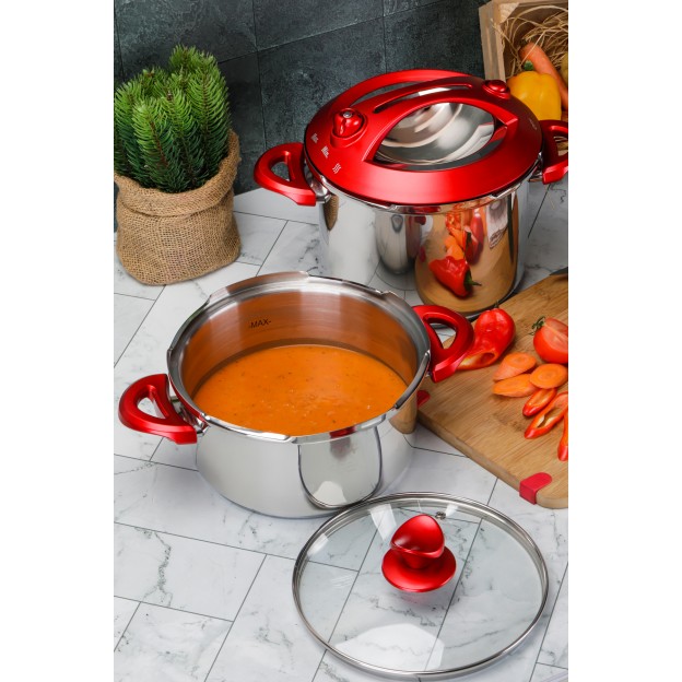 Taç Presto Inductio 4-6 Lt. Pressure Cooker Pot Set Red