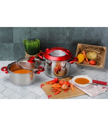 Taç Presto Inductio 4-6 Lt. Pressure Cooker Pot Set Red