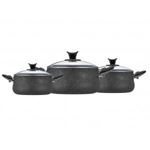 Taç Granite Plus 3 Pcs High Casserole Set Grey