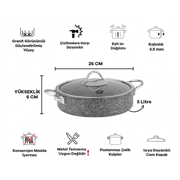 Taç Ultra Klasik 2 Pcs Granite Casserole & Frying Pan Set