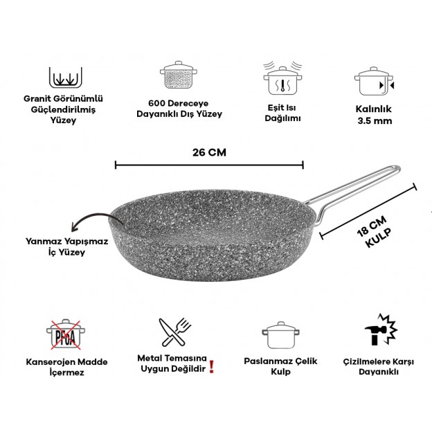 Taç Ultra Klasik 2 Pcs Granite Casserole & Frying Pan Set