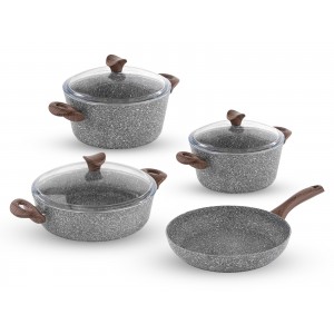 Taç Ekstra Cook 7 Pcs Granite Cookware Set Grey