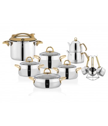 Taç Miranda Indcurtion 18 Pcs Stainless Steel Wedding Set Gold    