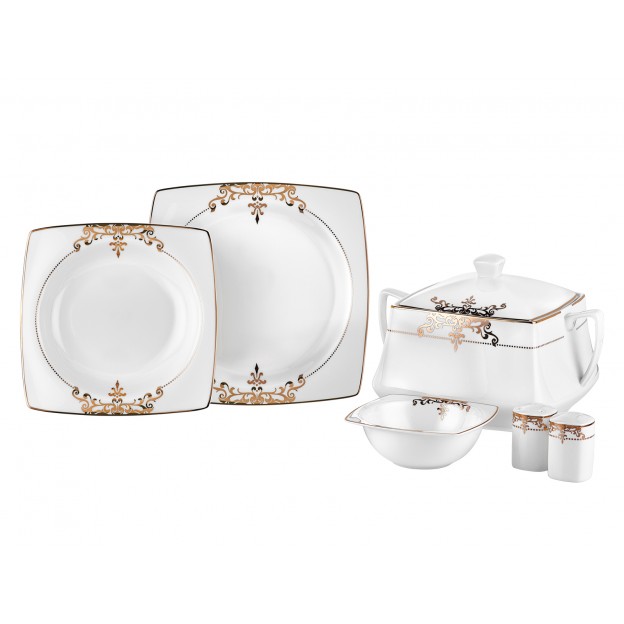 Taç Real Bone Harem 60 Pieces Dinner Set Gold