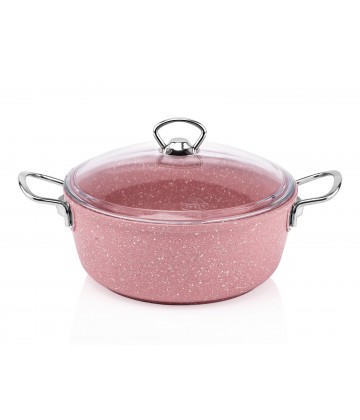 Taç Aksu Granit Döküm Derin Tencere 24 cm Pembe