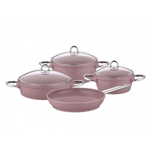 Taç Vision 7 Pcs Cast Aluminium Cookware Set Pink