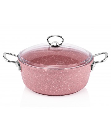 Taç Aksu Granit Döküm Derin Tencere 30 cm Pembe