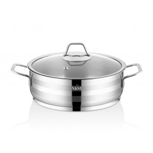 Taç Aksu Zeta Induction Stainless Steel Low Casserole 24 cm