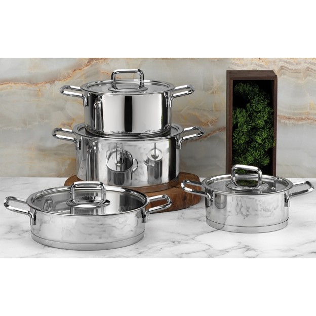 Taç Hera Induction 8 Pcs Stainless Steel Cookware Set Platin