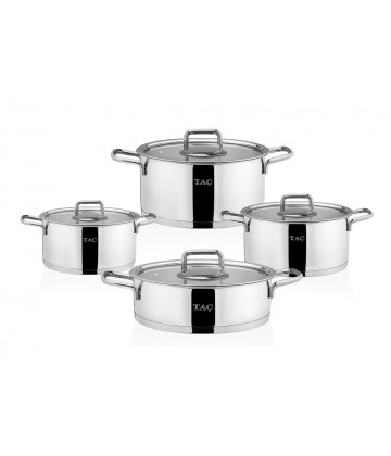 Taç Hera Induction 8 Pcs Stainless Steel Cookware Set Platin