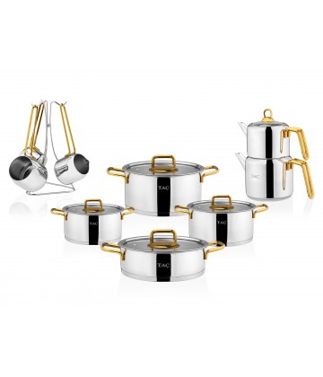 Taç Hera Induction 16 Pcs Stainless Steel Wedding Set Gold