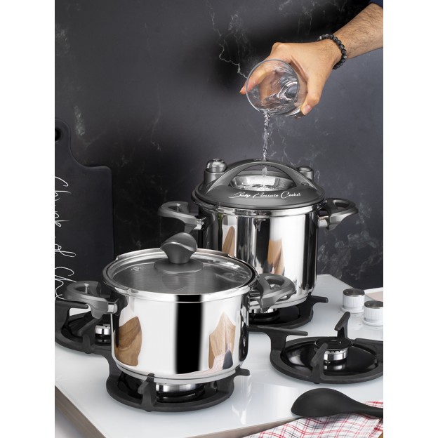 Taç Baby 2 Pcs Pressure Cooker Set Grey