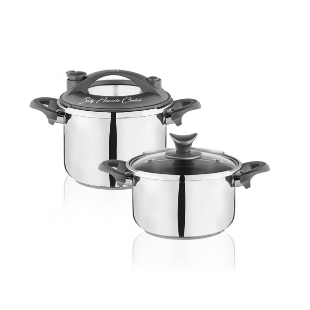 Taç Baby 2 Pcs Pressure Cooker Set Grey