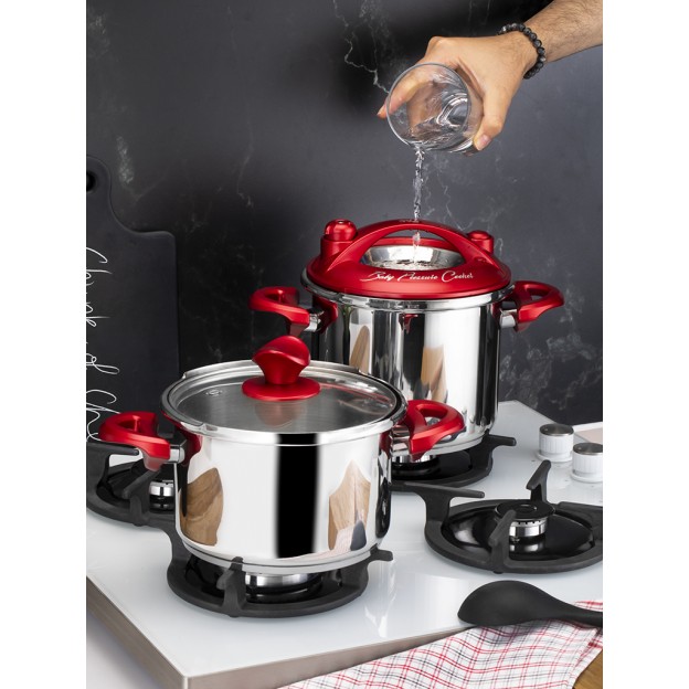 Taç Baby Induction 2 Pcs Pressure Cooker Set Red