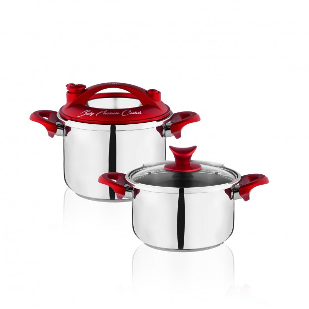 Taç Baby Induction 2 Pcs Pressure Cooker Set Red