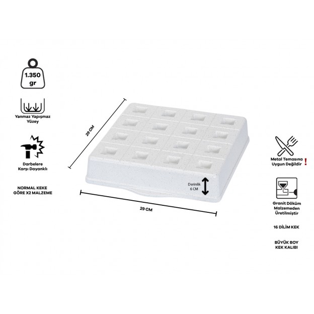 Taç Brownie Granite Cast Alumınıum Cake Mould White 29 Cm