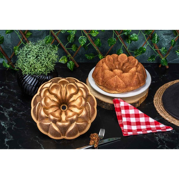 Taç Nilüfer Granite Cast Alumınıum Cake Mould Gold