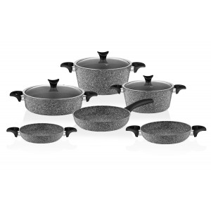 Taç Big Granite 9 Pcs Cookware Set Grey