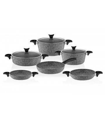 Taç Big Granite 9 Pcs Cookware Set Grey