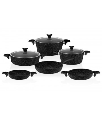 Taç Big Granite 9 Pcs Cookware Set Black