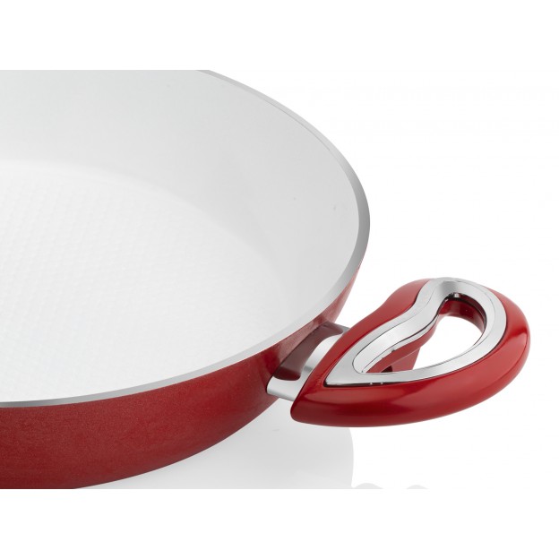 Taç  Kırmızı Beyaz  Seramik Yumurta Sahan 22cm