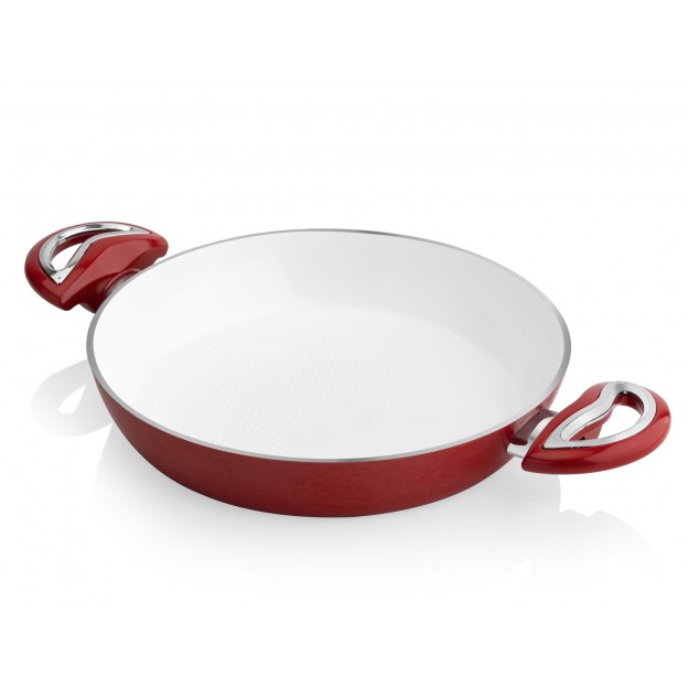 Taç  Kırmızı Beyaz  Seramik Yumurta Sahan 22cm
