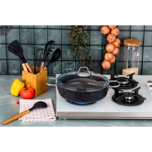 Taç Black Edition Granite Low Casserole 24 cm