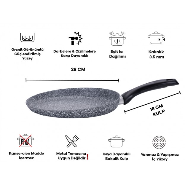 Taç Ultra Granite Creppe Pan 28 cm