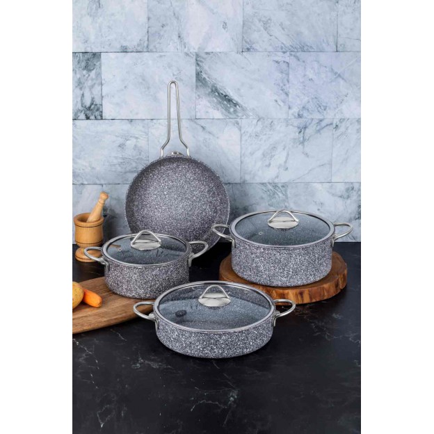 Taç Ultra Klasik 7 Pcs Granite Cookware Set