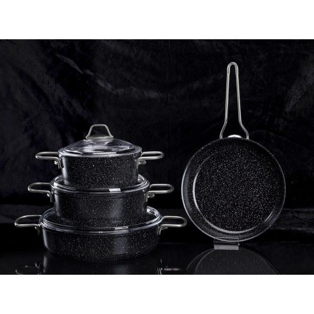 Taç Black Edition 7 Pcs Granite Cookware Set