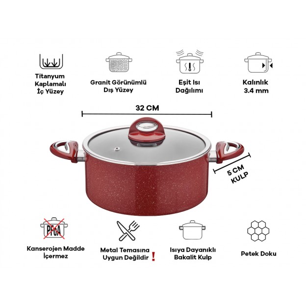 Taç Titan Granite High Casserole 32 Cm