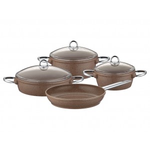 Taç Vision Cast Aluminium 7 Pcs Cookware Set Brown