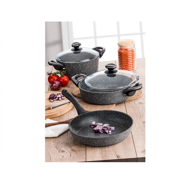 Taç Granite Plus 7 Pcs Cookware Set Grey