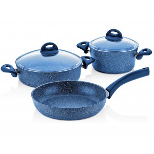 Taç Granite Plus 5 Pcs Cookware Set Dark Blue