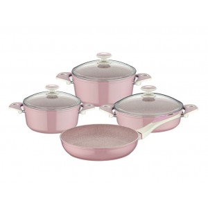 Taç Granite Plus 7 Pcs Cookware Set Pink
