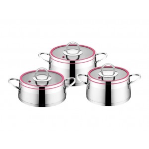 Taç Prizma 3 Pcs Cookware Set Fushia