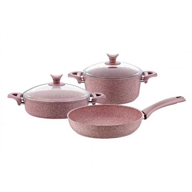 Taç Granite Plus 5 Pcs Cookware Set Pearl Pink