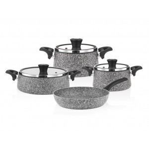 Taç Granite Plus Prizma 7 Pcs Cookware Set Grey