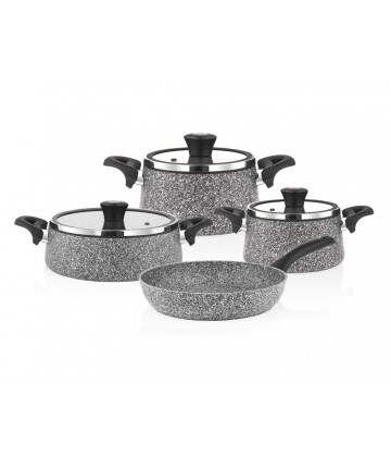 Taç Granite Plus Prizma 7 Pcs Cookware Set Grey