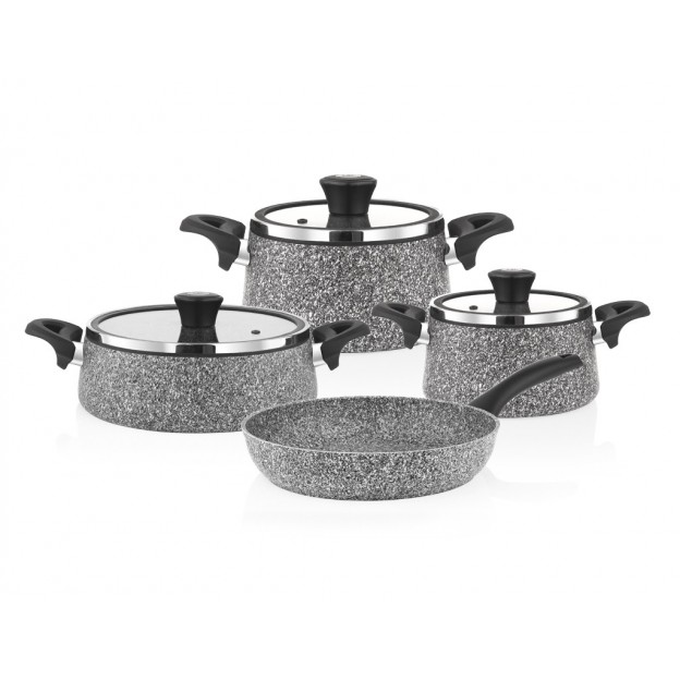 Taç Granite Plus Prizma 7 Pcs Cookware Set Grey