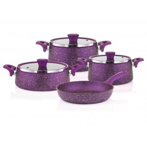 Taç Granite Plus Prizma 7 Pcs Cookware Set Purple