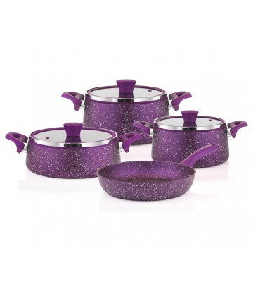 Taç Granite Plus Prizma 7 Pcs Cookware Set Purple